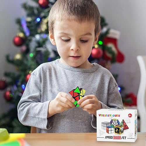 Miniatura 5 de Vdealen Juego de cubos de velocidad, paquete de cubos de 2 x 2 3 x 3 pulgadas, cubo mágico de espejo de dodecaedro, colección de rompecabezas suave,