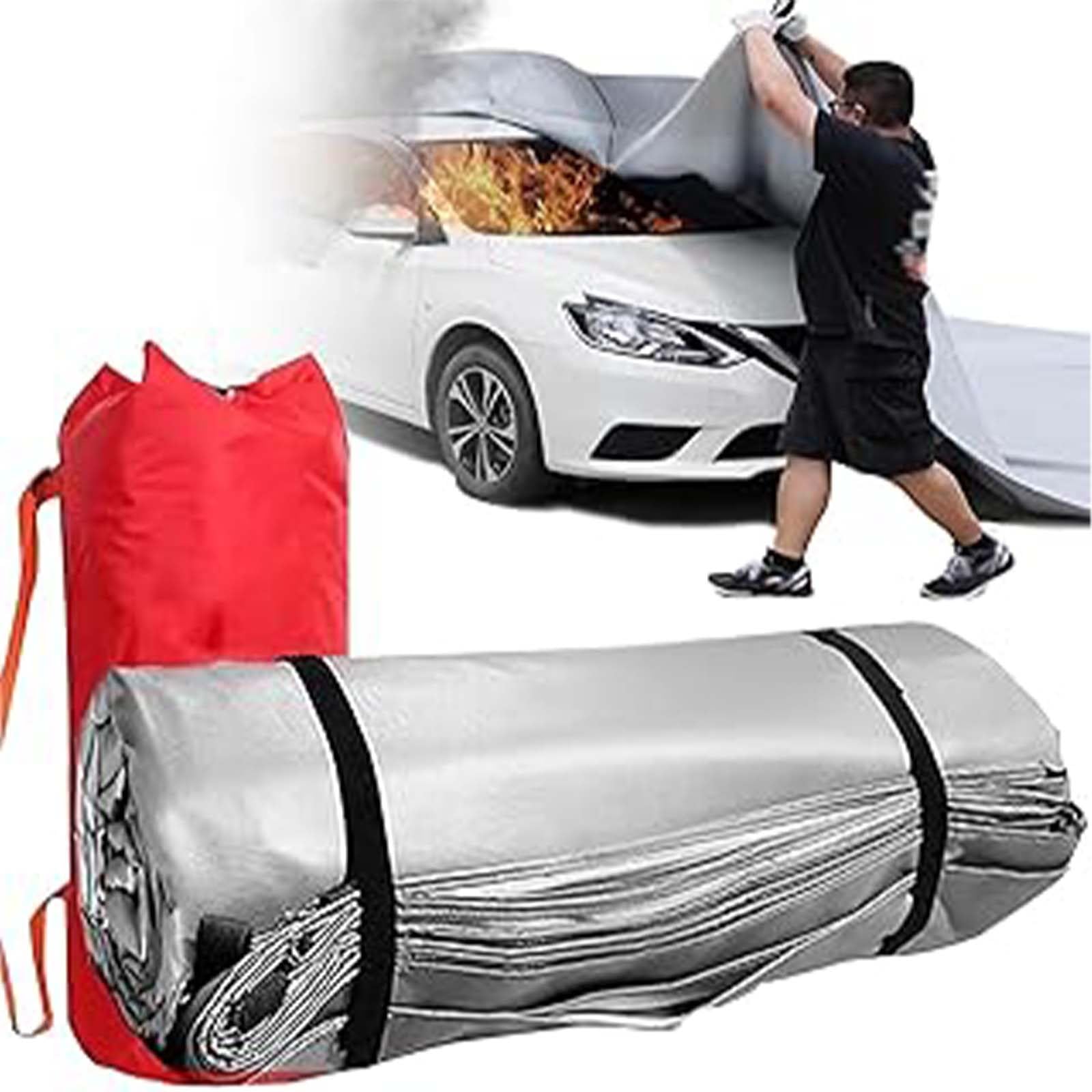 Manta Ignífuga Para Coche, Mantas Ignífugas De Emergencia Para Coches, Manta Extintora Para Vehículos De Nueva Energía, Camiones Y Vehículos Motorizados | Silicone Cloth,3 x 4 m