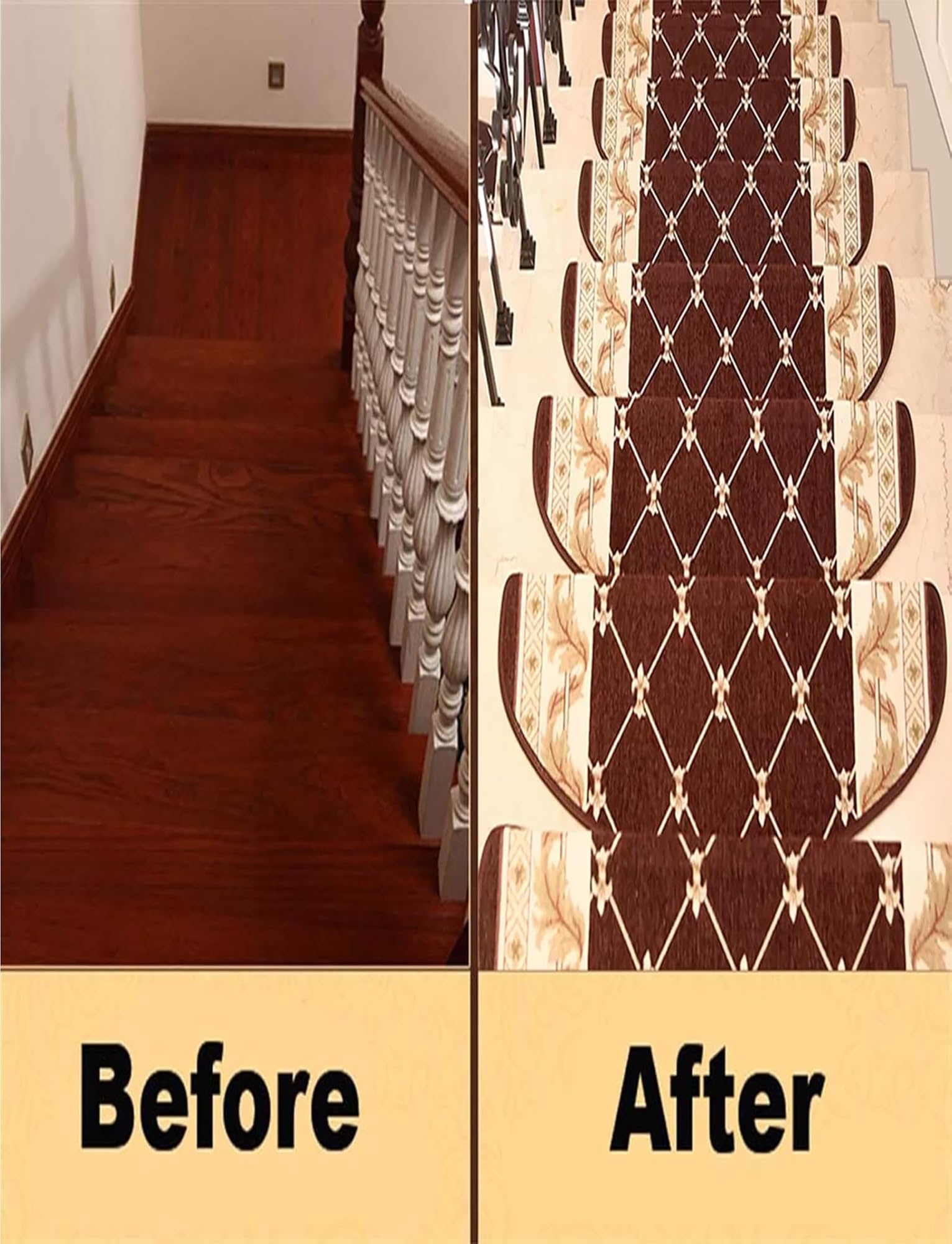 Tapis d'escalier autocollant décoratif pour escalier, motif bullno, 26 x 80 cm
