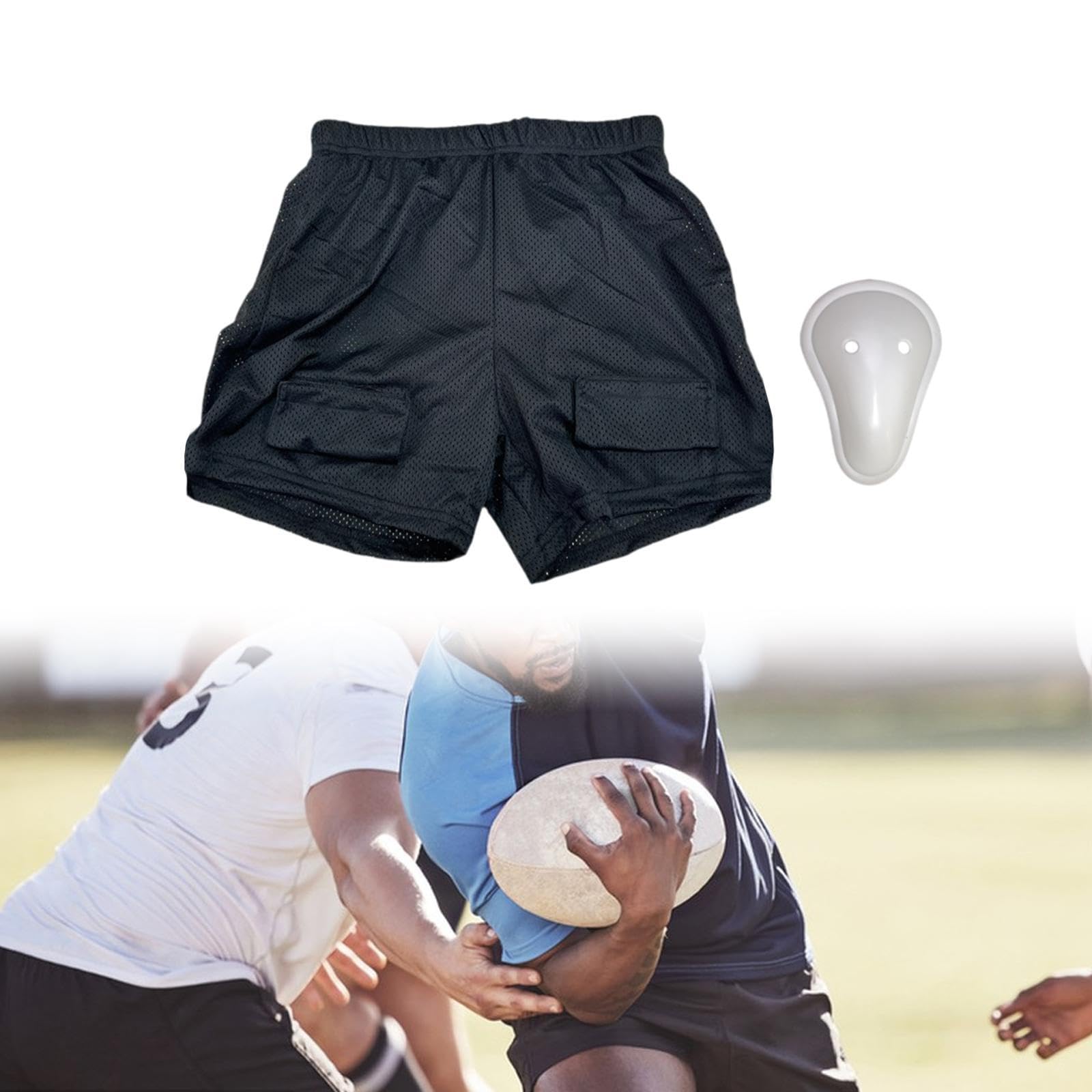 LOVIVER Pantalones Cortos de Hockey para Hombre, Malla Transpirable, Soporte Y Protección