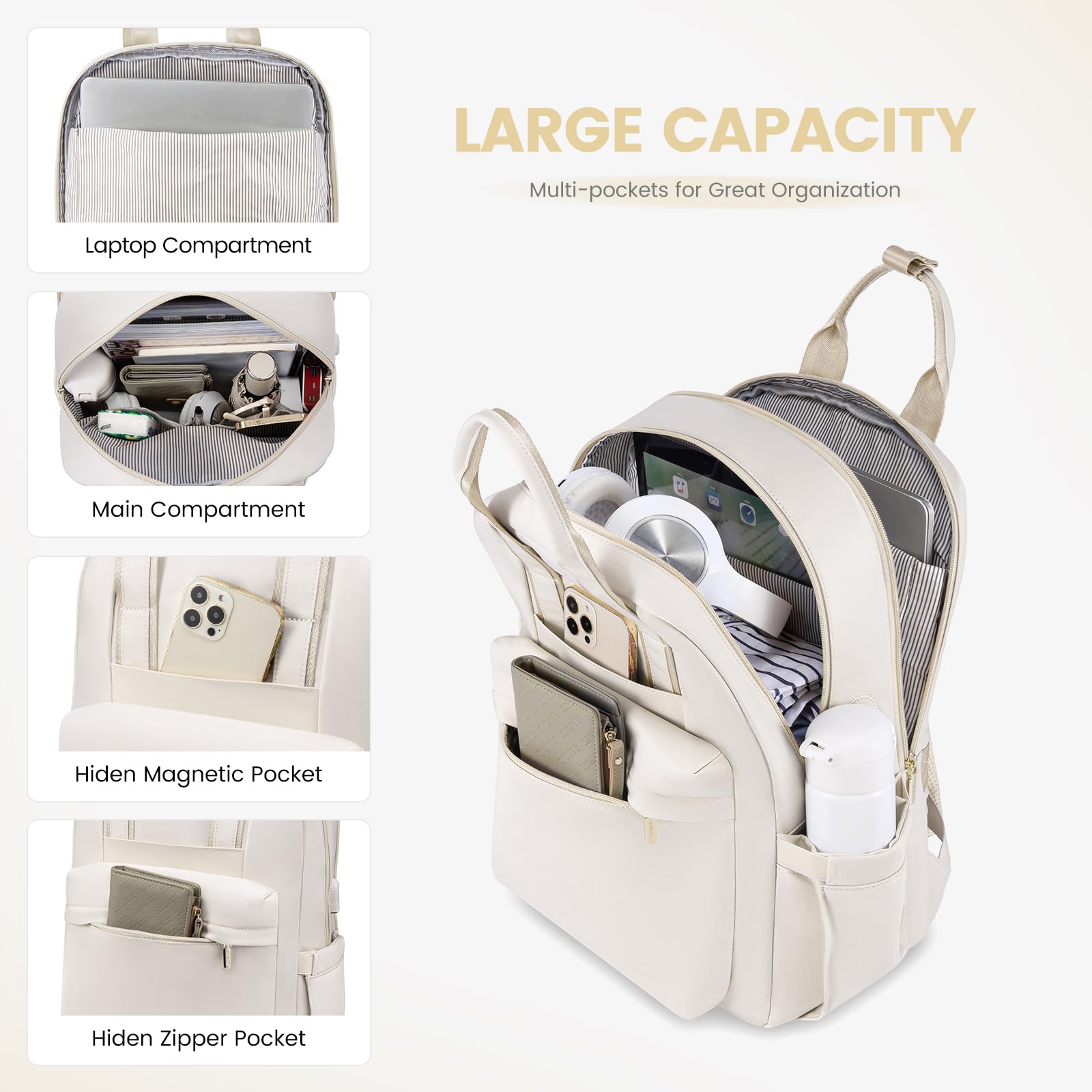 LOVEVOOK Laptop Backpack Purse for Women, 15.6 Inch Travel Laptop Bag with USB Port, Waterproof Work Teacher Nurse Computer Backpack, Durable Casual Daypack