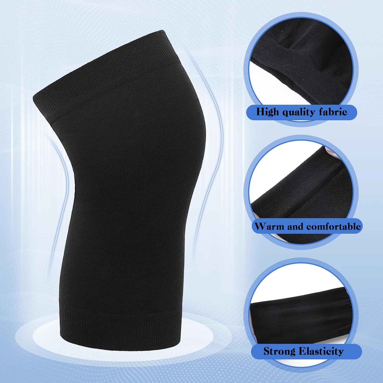 Geyoga 4 Pairs Knee Warmers for Women Men Breathable Leg Warmers Knee Brace Pad Leg Compression Sleeve for Cycling Running(Black,Medium) - Image 5