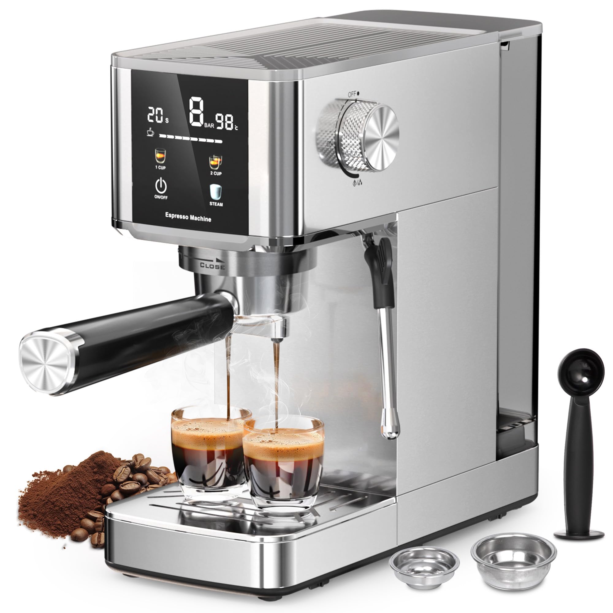 Kismile Espresso Machines Professional Espresso Maker with Milk Frother Steam Wand for Latte Cappuccino Coffee Machine with Removable