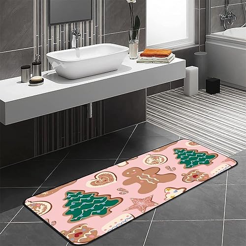 Miniatura 5 de TsyTma Alfombras de cocina antideslizantes para hombre de jengibre rosa, tapete de cocina, árbol de Navidad, tapete para el hogar, baño, cocina,