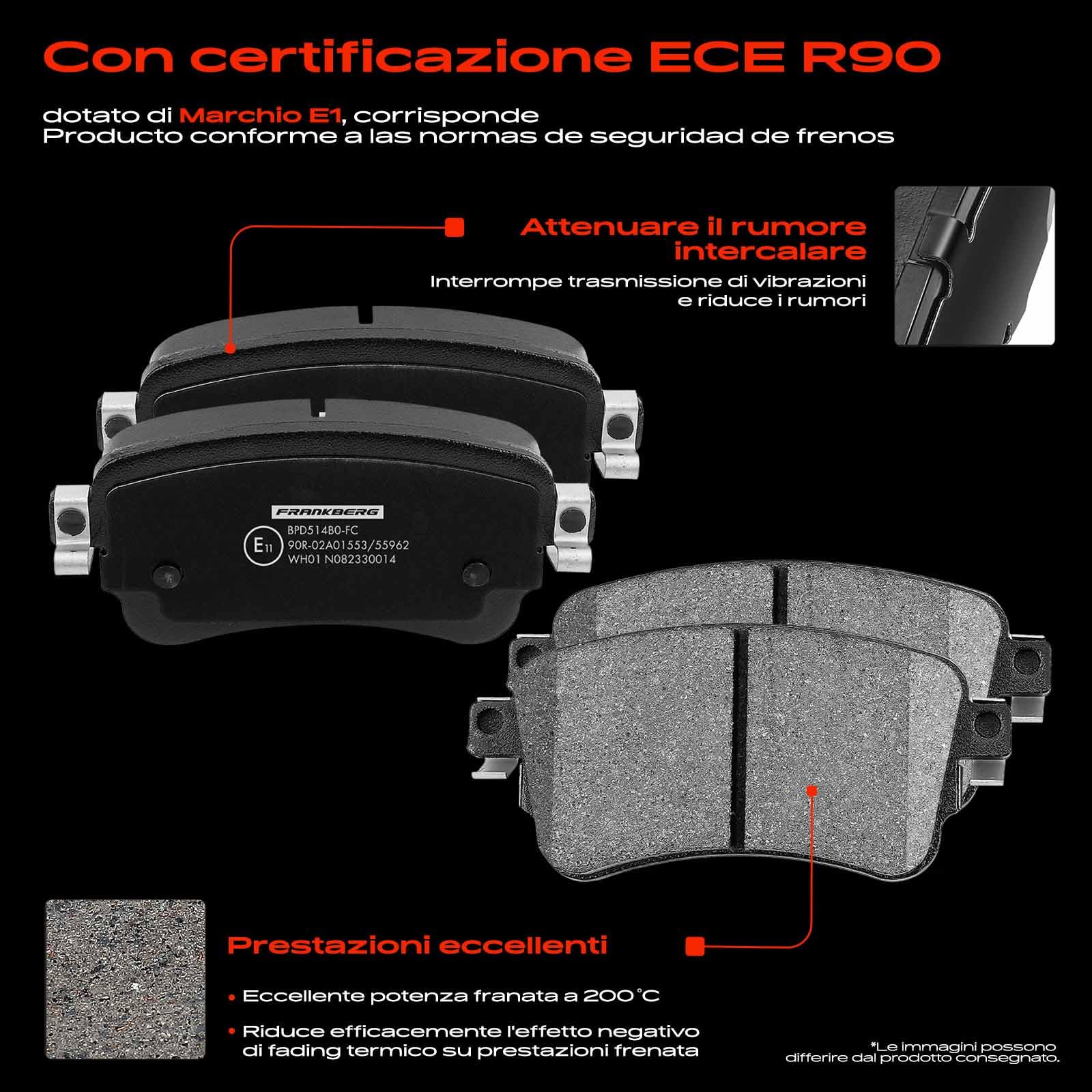 Frankberg Set freni incl. 2x Dischi Freno + 4x Pastiglie dei Freni Posteriore Compatibile con Proace Bus MDZ Spacetourer Bus V TR.A.Veller Bus V Replace# 1617936880, SU001A6135