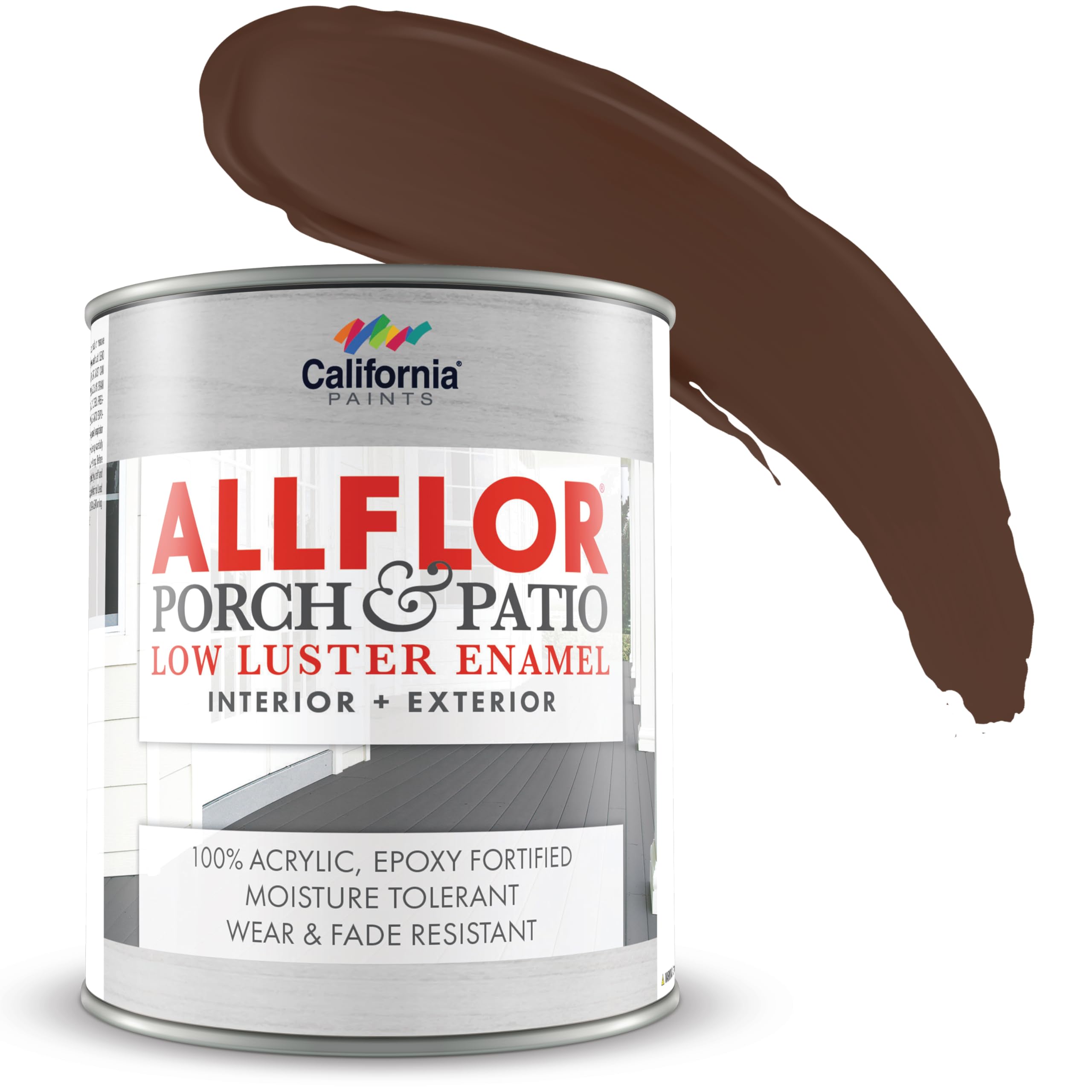 ALLFLOR Porch, Patio and Floor Enamel Paint, Saddle Brown, 1 Quart, Extremely Durable Water-Based Formula, Ideal for Patios, Pool Decks, Basements & More