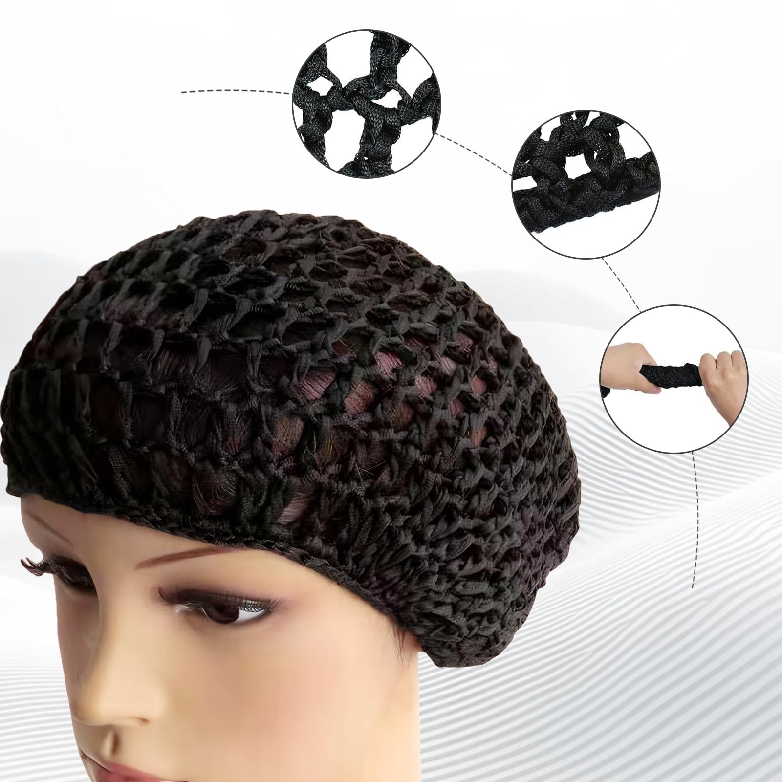 Kighdel Hair Nets for Women for Sleeping 4 PCS Tubi Hair Wrap Keep Curls Intact & Tangle-Free,Breathable & Hypoallergenic,Accessory for Sleeping - Image 3