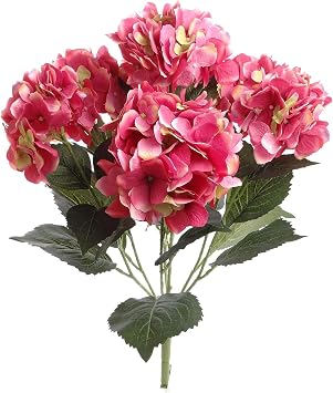 Larksilk Hydrangea Artificial Bush, Fuchsia, 20 in, 3-Pack for Vases