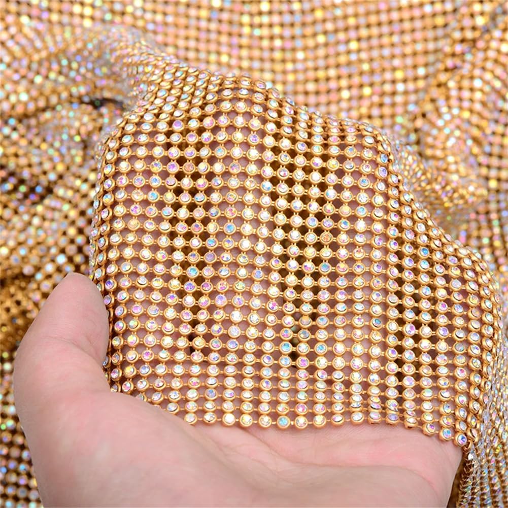 Applique couture en tissu de strass argentés AB et cristal de verre de 45x120 cm pour customisation