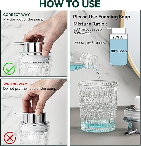 Miniatura 5 de AZMOYAC Dispensador de jabón espumoso, dispensador de jabón de manos espumoso con bomba plateada para baño y cocina, dispensador de jabón de manos