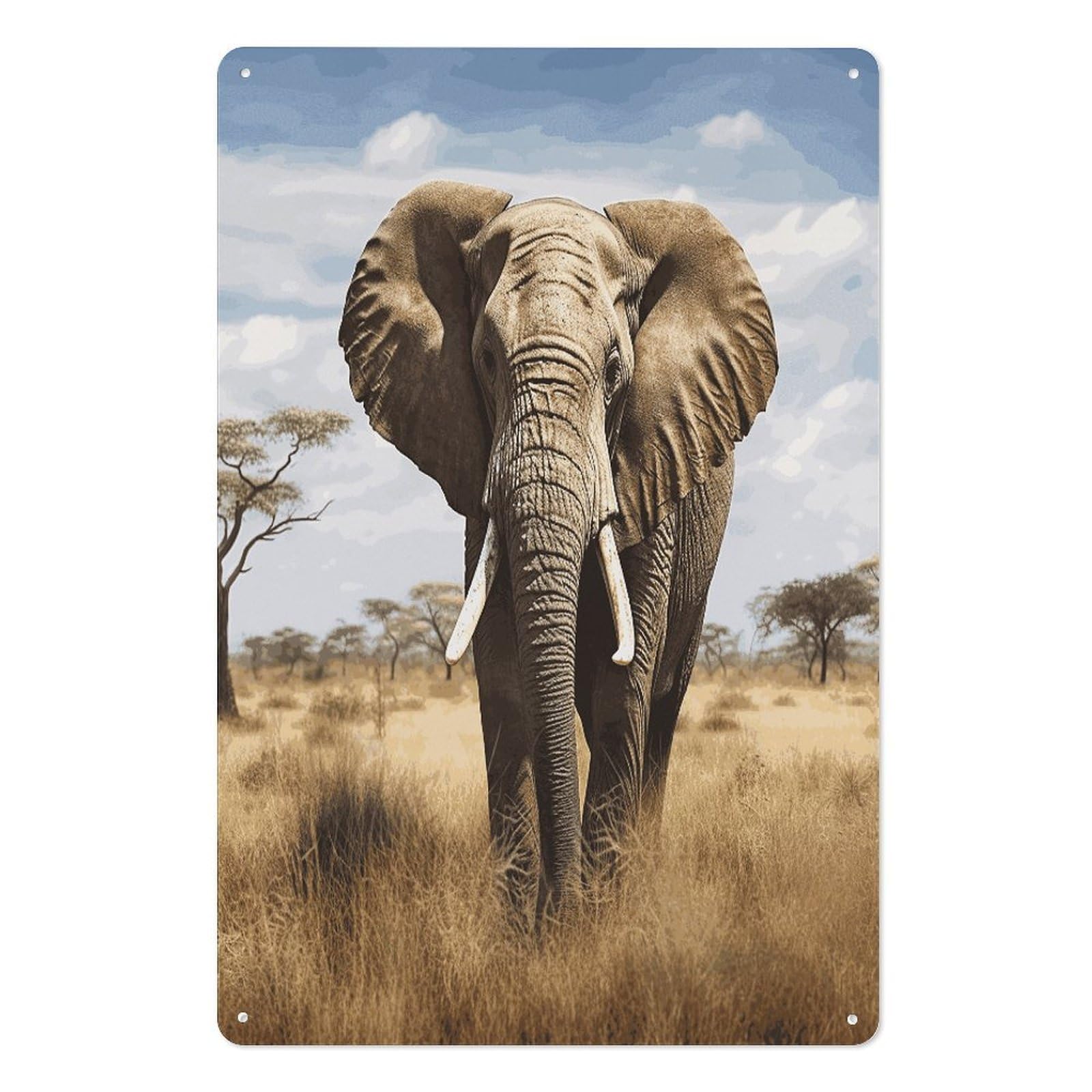 Elephant Tin Sign Novelty Vintage Wall Art for Home Farmhouse Decor Metal Signs Classical Tin Hanging Picture for Yard Hotel Living Room 11.8x7.8 Inches