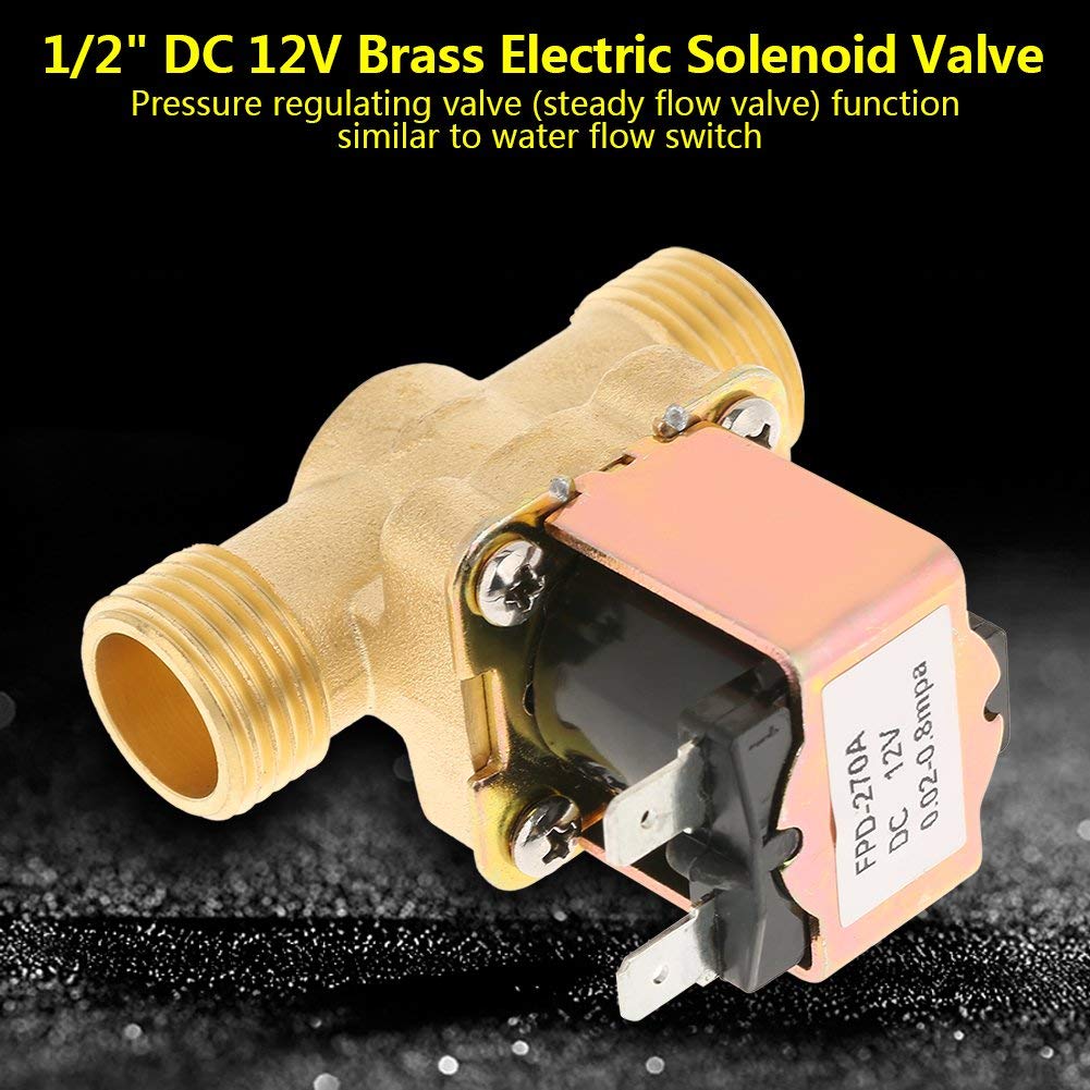 Elektromagnetyczny zawór elektryczny 1/2 "DC 12V mosiądz normalnie zamknięty elektromagnetyczny zawór regulacji wody