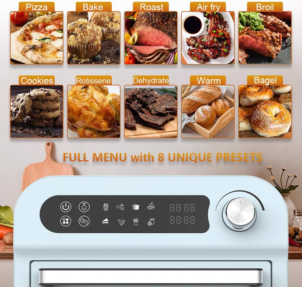 Bіg Sаlе Air Fryer Toaster Oven Combo 8-in-1 Countertop Rotisserie & Dehydrator, Convection Oven for Chicken, Pizza, Cookies, Bake, Broiler, Roaster, Toast, Oil-Less Oven, Stainless Steel Body, Accessories Included, LED Display & Control Dial, 1500W, Green Bіg Sаlе Air Fryer Toaster Oven Combo 8-in-1 Countertop Rotisserie & Dehydrator, Convection Oven for Chicken, Pizza, Cookies, Bake, Broiler, Roaster, Toast, Oil-Less Oven, Stainless Steel Body, Accessories Included, LED Display & Control Dial, 1500W, Green