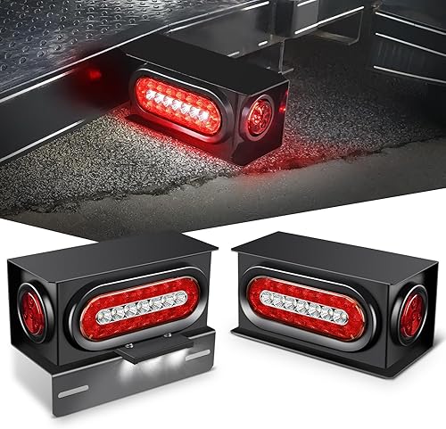 Miniatura 23 de Nilight Juego de 2 cajas de luz de acero para remolque con luces traseras LED ovaladas rojas de 6 pulgadas, luces traseras de remolque rojas Red