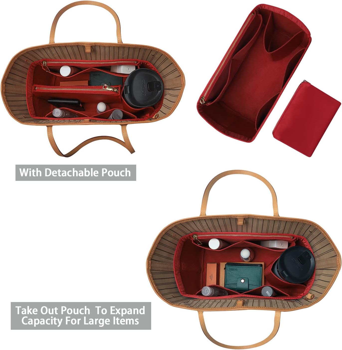 ZTUJO Purse Organizer, Felt Bag Organizer Purse Organizer Insert For Speedy, Neverfull, Graceful, Neverfull,Tote, Handbag,Shaper - Image 4