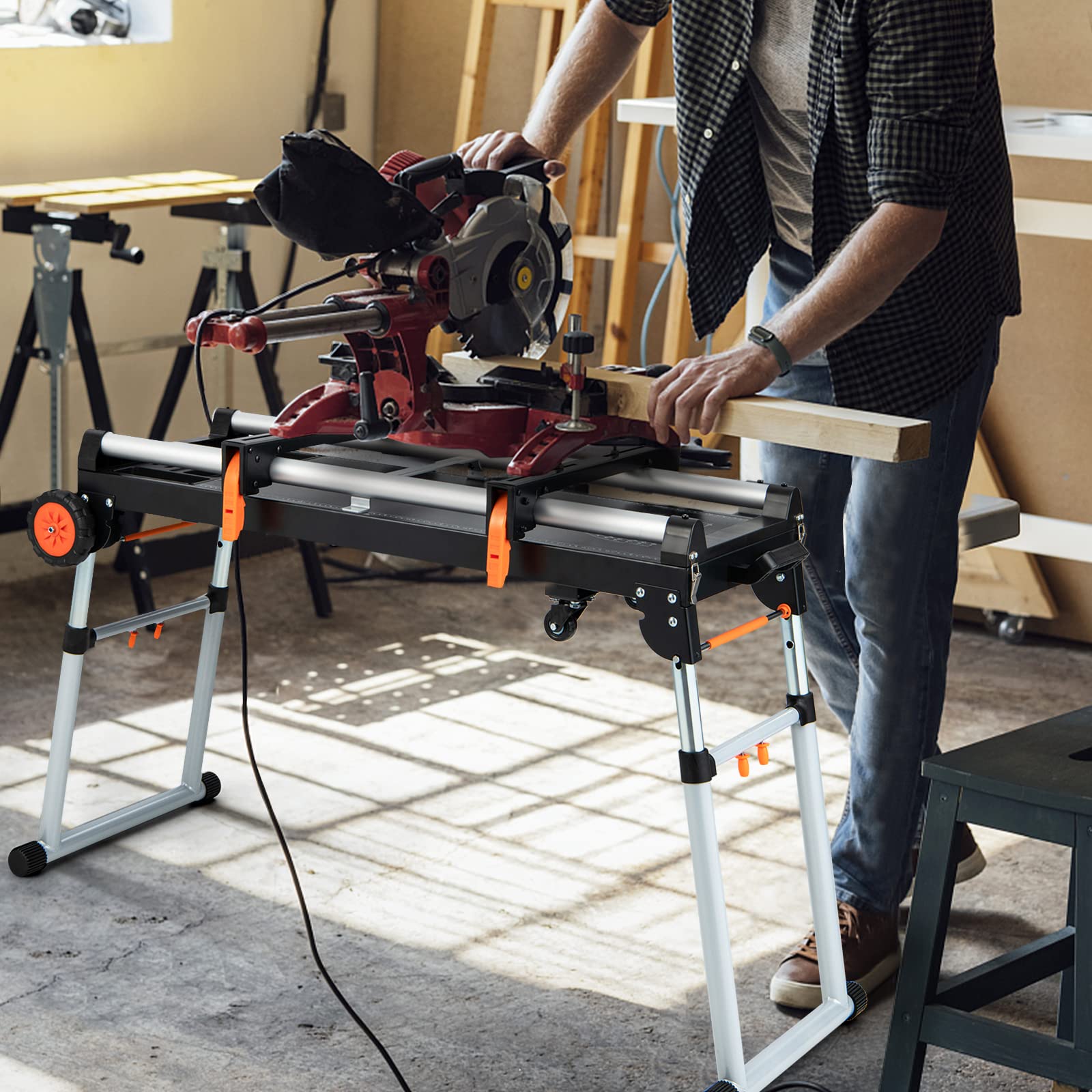 Établi Pliant Bosch PWB 600 - 200kg Charge Max, Plan Bambou, 4 Mâchoires - Pour Bricolage