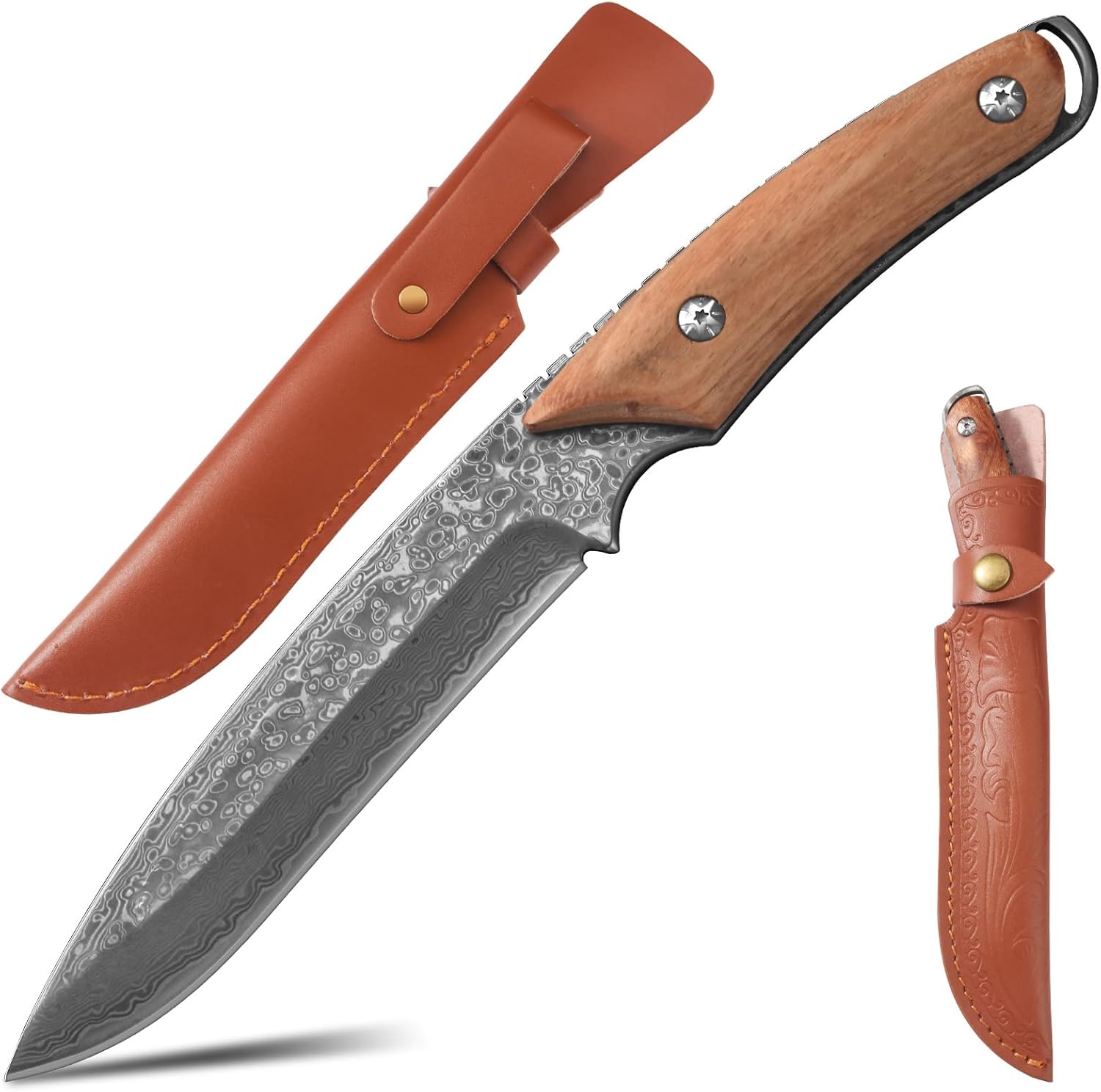 TXL Handle Sheath,damascus Survival Hunting Bushcraft Full Tang Non Slip Handle Knife Camping,Hunting,Adventure,Outdoors,EDC,Slicing,Boning,Gift Collection