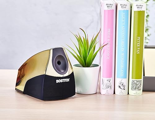 Miniatura 5 de Bostitch - Sacapuntas eléctrico personal, potente motor sin atascos, bandeja de virutas de alta capacidad, cromo dorado