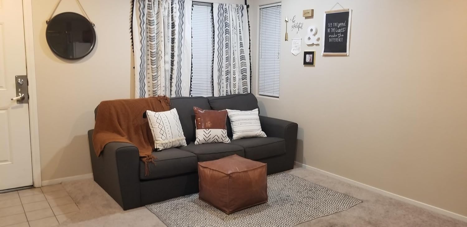 LEATHEROOZE Square Leather Ottoman Pouf Brown view 7