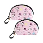 AmBealla 2PCS Cosmetic Bag Portable Storage Bag for Women,Cute Compact Travel Makeup Bag for Keys and Phone,Portable Bag for Girls,Pink
