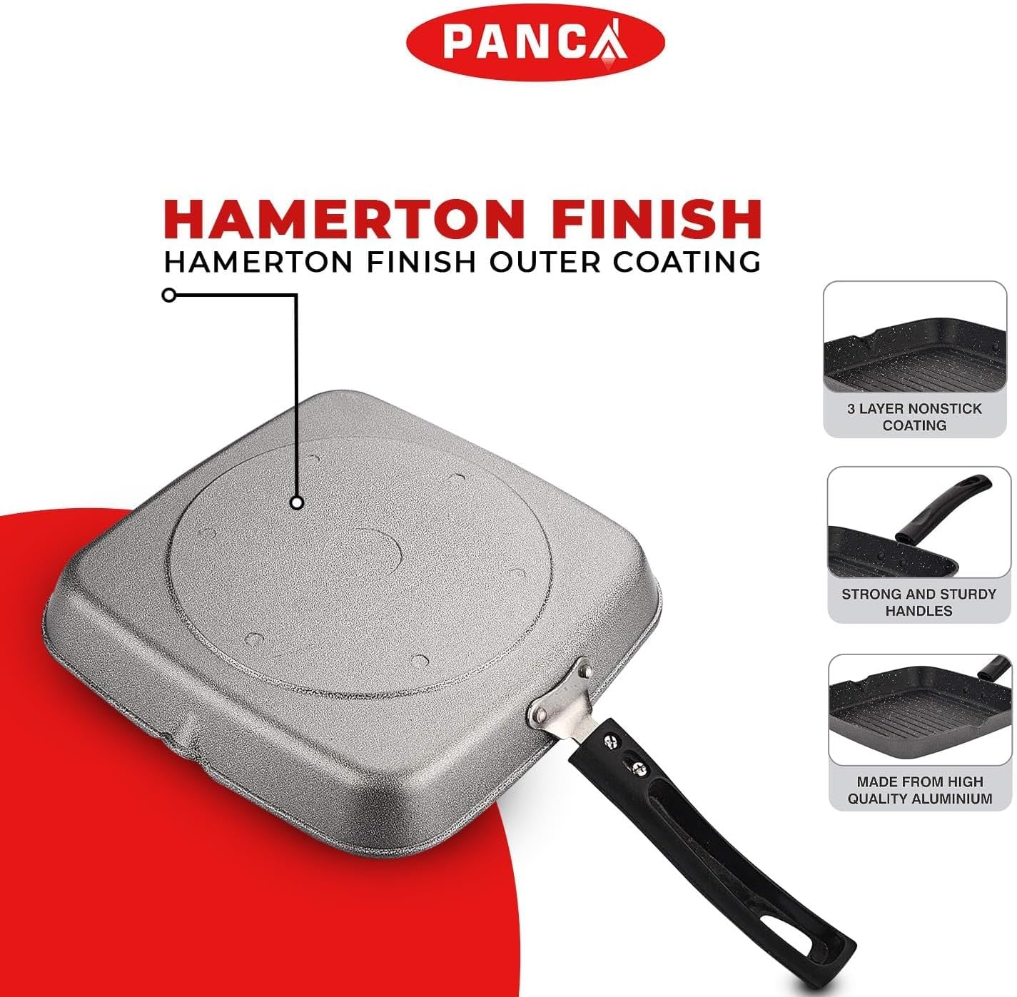 Non Stick Aluminium Grill Pan Multi Snack Sandwich Maker Uttapam Chilla Toast Grilled Sandwich Snackers Large Kadai Multipurpose- Grey