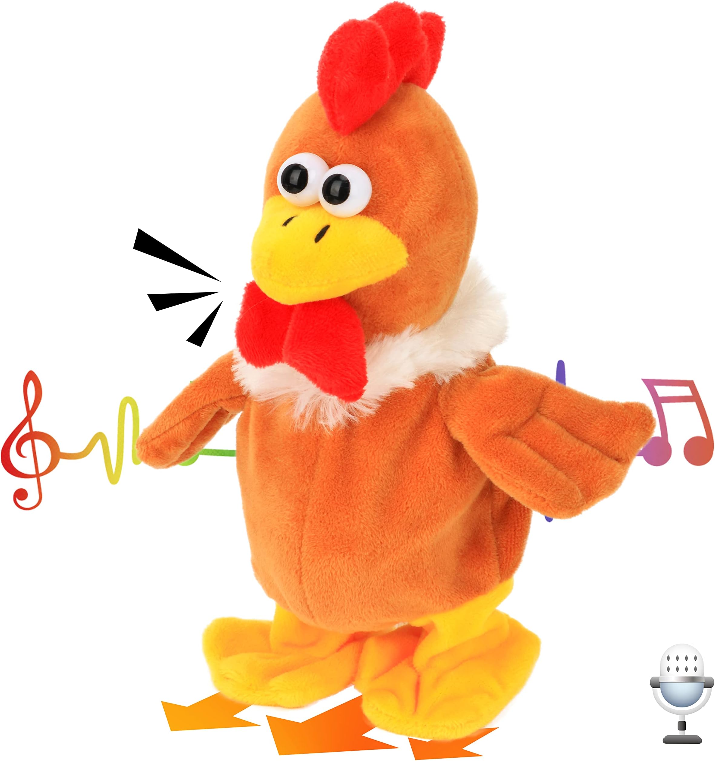 Hopearl Talking Chicken Repeats What You Say Walking Chick Electric Interactive Animated Toy Speaking Plush Buddy Gifts for Toddlers Birthday, 9''