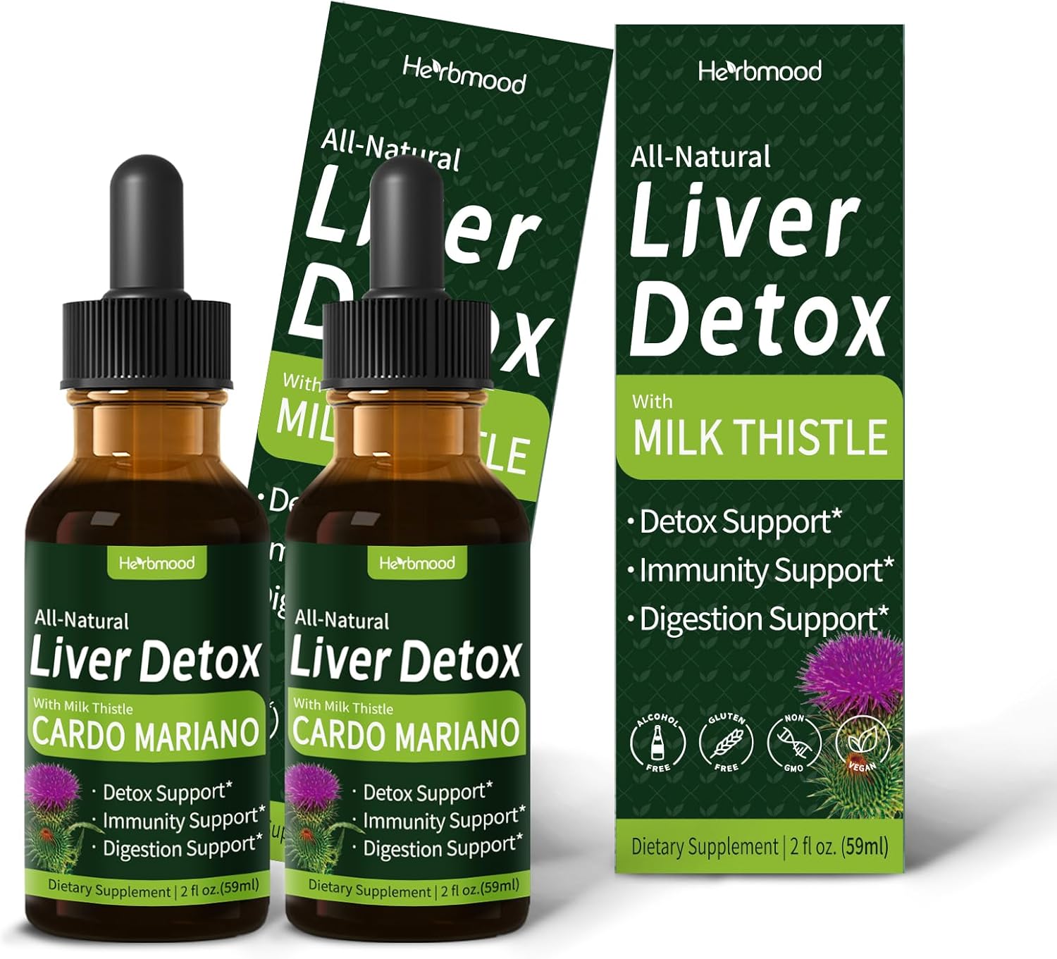 Milk Thistle Liver Detox Drops, Liver Support Supplement w/Artichoke & Dandelion Extract for Liver Cleanse & Repair, Cardo Mariano y Diente de León para el Hígado Graso. 4oz