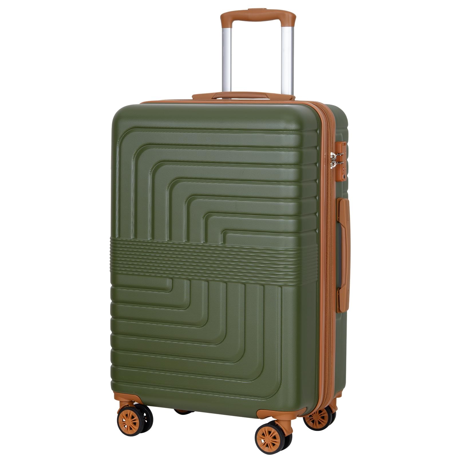 Romswi 28'' Large Checked Luggage with Dual Spinner Wheels, Olive Green | Lightweight Hardshell Suitcase with PC + ABS, YKK Zipper, Scratch-Resistant