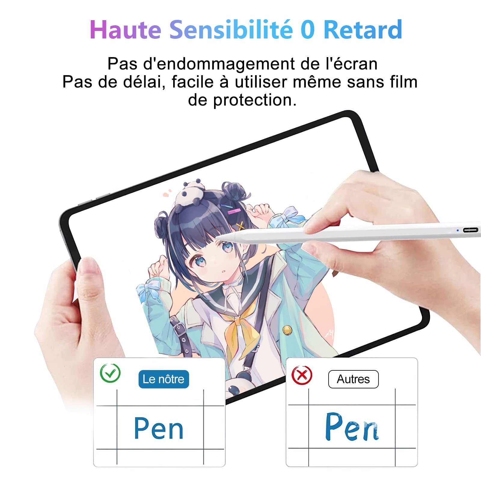 Stylet iPad 10&11e Génération, Stylo Tactile Haute Précision pour iPad 2018-2026, Rejet Paume
