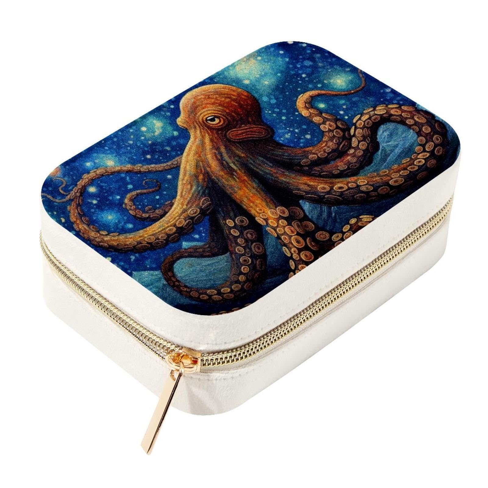 Boîte de rangement en velours Octopus pour bijoux avec zip