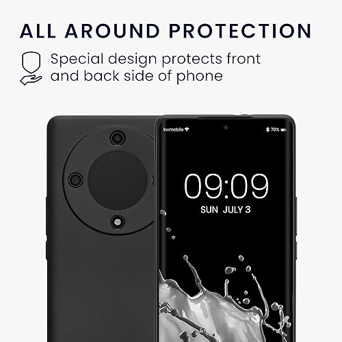 Miniatura 5 de kwmobile Funda compatible con Honor Magic5 Lite 5G - Funda trasera de TPU suave - con aspecto metálico - Gris metálico