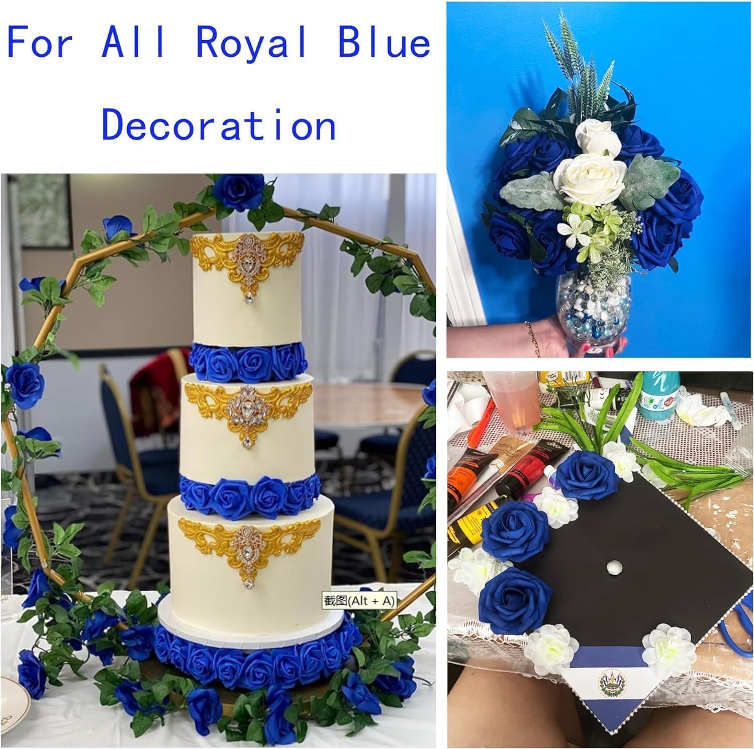Royal Blue Roses Artificial Flowers 50 PCS, Fake Rose Flower Heads for Bouquets Wedding Decorations Centerpieces Arrangements Party Home Decor - Image 6