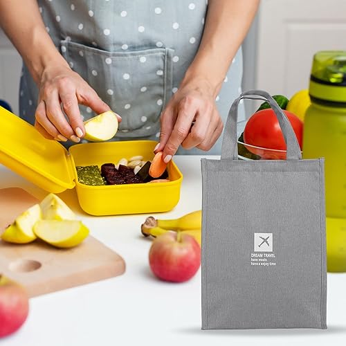 Miniatura 5 de PATIKIL Bolsas de almuerzo aisladas de 9 pulgadas, bolsa térmica portátil para alimentos con bolsillo interno para hombres y mujeres, color negro