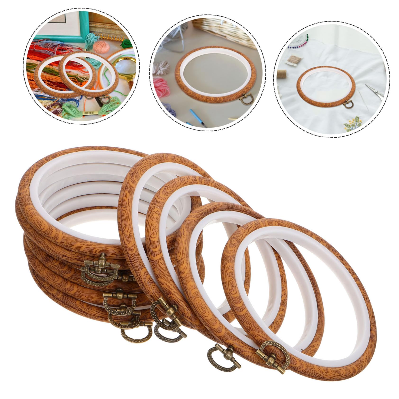 Gatuida 10 Aros de Bordado Redondos para Bastidor de Punto de Cruz Textura Mejorada y Material Resistente, Ideales para Exhibición y Manualidades en Movimiento