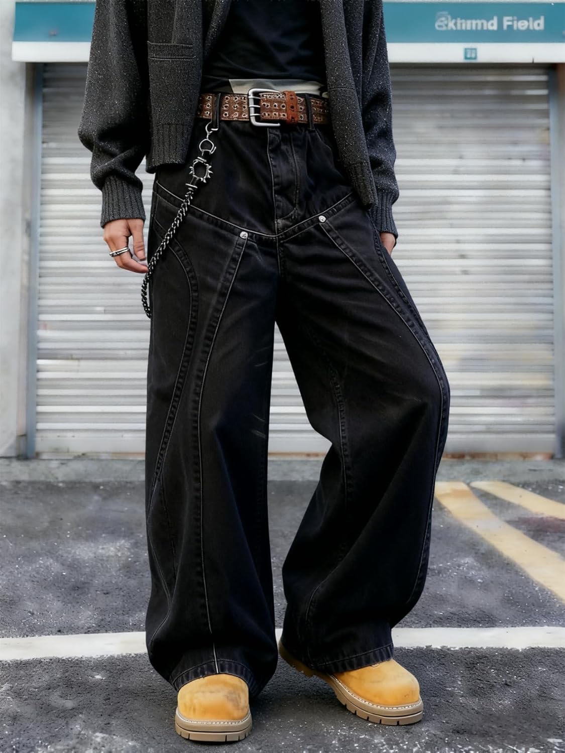 Men's Baggy Straight-Leg Hip Hop Jeans Casual Wide Leg Y2k Skateboard Vintage Denim Pants Streetwear - Image 3