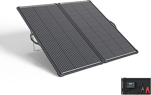 ACOPOWER Kit de panel solar portátil mono ligero de 200 W, maleta solar de 200 vatios, controlador de carga LCD impermeable de 20 A 12 V para