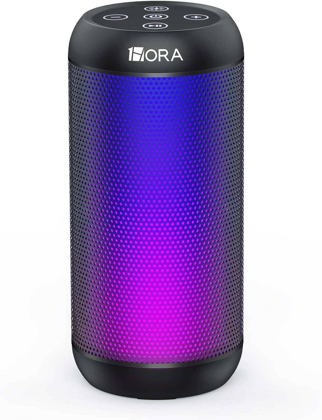 1 Hora Portable Bluetooth Speaker 10W, 2400mAh Wireless Speaker with Adjustable RGB Lighting, Dual TWS Pairing, for Indoor and Outdoor (Black)