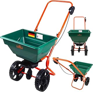 GARDEBRUK® Streuwagen 25L Streumenge einstellbar große Räder Saatgutstreuer Düngerstreuer für Salz Dünger Rasen Split Saatgut