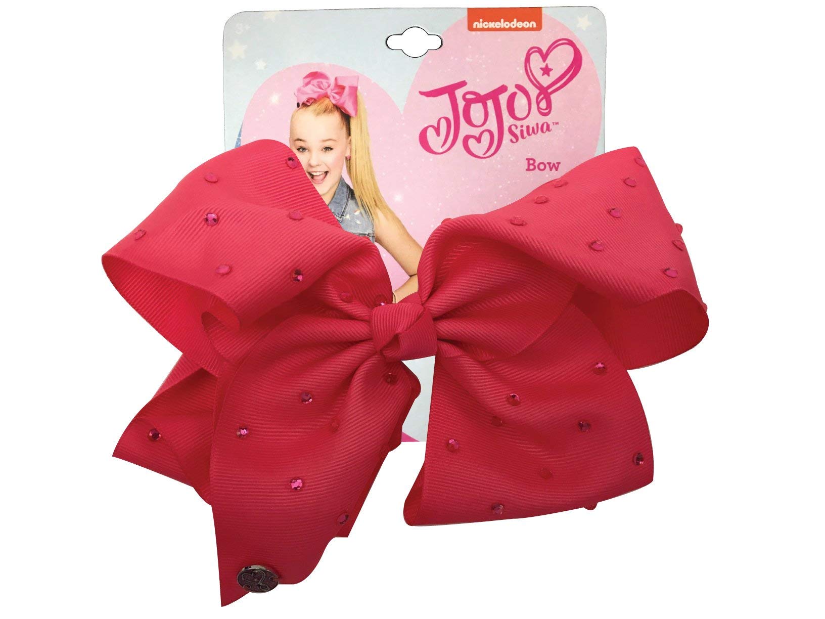 JoJo Siwa Large Cheer Hair Bow (Coral Pink w/Rhinestones)