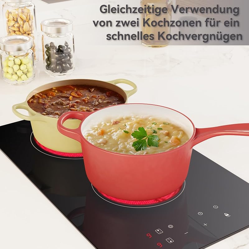 magicplux Üvegkerámia Főzőlap 2 Zónával, 29,5 cm, 9 Hőfokozat, Érintőgombos Vezérlés, Gyerekzár, Időzítő, 3400W, Minden Edénytípushoz Alkalm