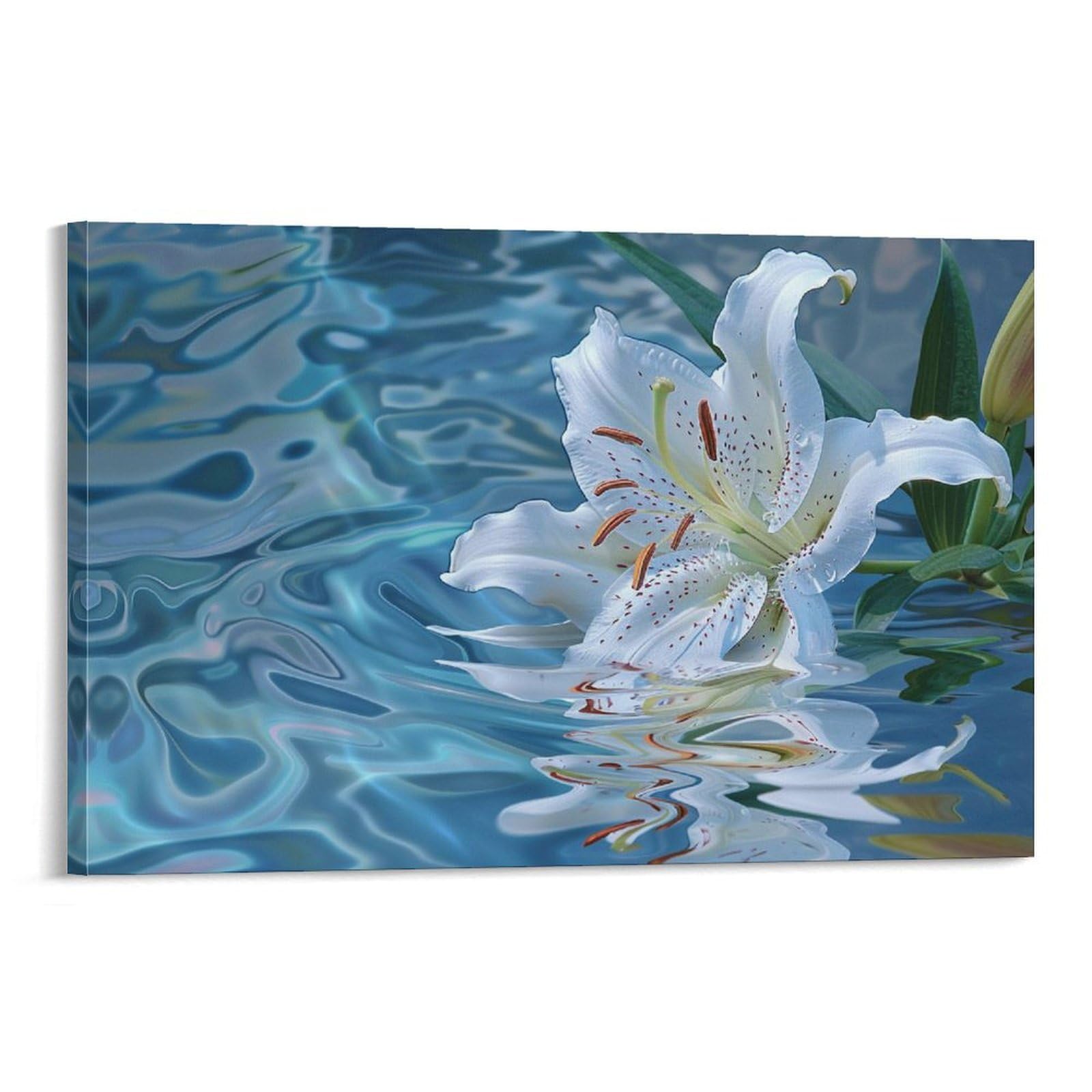 Amazon.co.jp: 絵画 青い水の中のユリの花インテリア 絵画 魅力