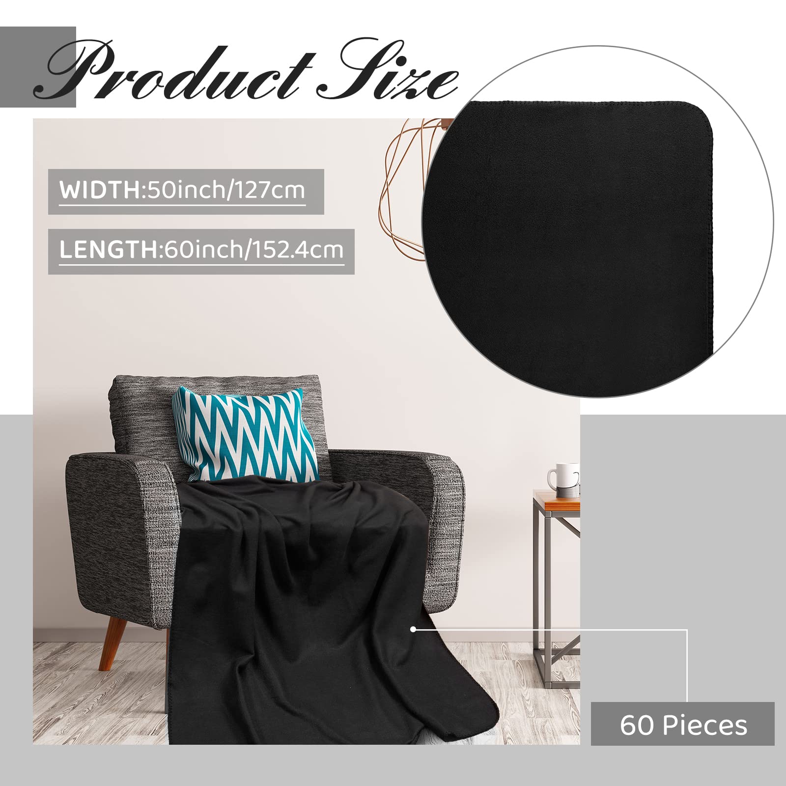 60 Pcs 50" x 60" Fleece Blanket Bulk Throw Blankets Soft Solid