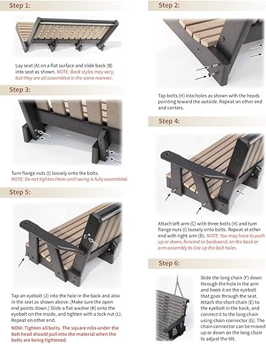 Miniatura 7 de Columpio de polietileno de polietileno de alta densidad de polietileno (PDPE) resistente y duradero, fabricado en Estados Unidos, fabricado en Amish