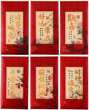 36Pcs Chinese New Year Red Envelopes, 2026 Lunar New Year Decorations, Lucky Money Red Packets Hongbao Money Cash Gifts for Spring Festival, Birthday, Printed Chinese Blessing Characters