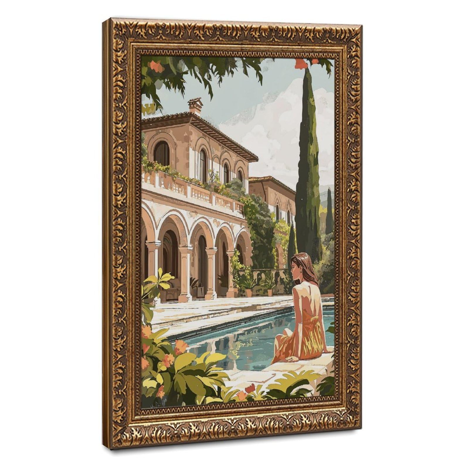 Bareronor Tuscany Villa Canvas Poster Bedroom Decor Landscape Office Room Decor Gift 24" L X 36" W