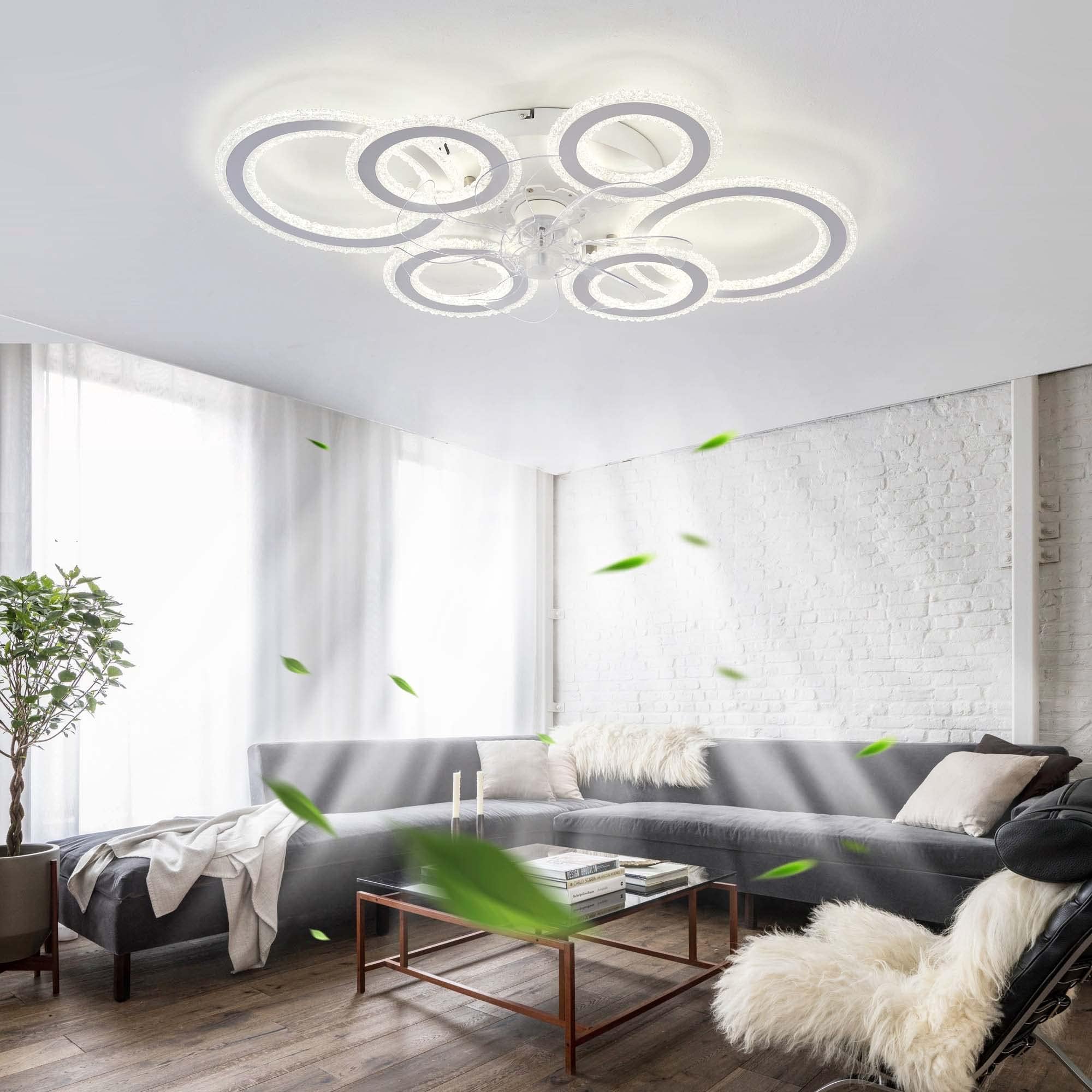 Ventilateur de plafond intelligent à LED silencieux avec lampe
