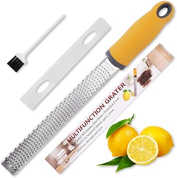 Lemon Zester Grater, Citrus Zester Grater with Handle, Kitchen Gadgets for Cheese, Lemon, Chocolate, Nutmeg, Ginger, Fruit, Vegetable, Stainless Steel Micro Cheese Grate, Dishwasher SafeNarrow