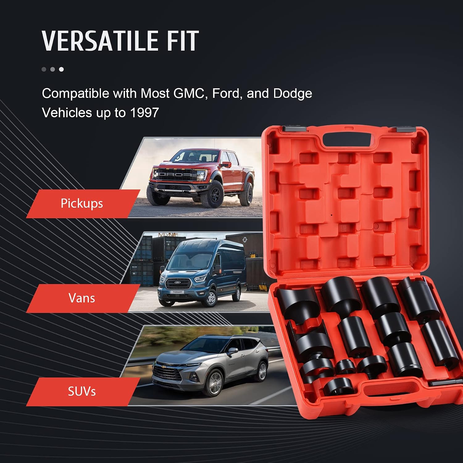 Orion Motor Tech Pickup Truck Ball Joint Press Adapters Tool Kit, U/Ball Joints Removal Separator Compatible with Most Ford F-Series, Chevy Silverado, Dodge Ram and GMC Sierra, Works w/C-Frame Press