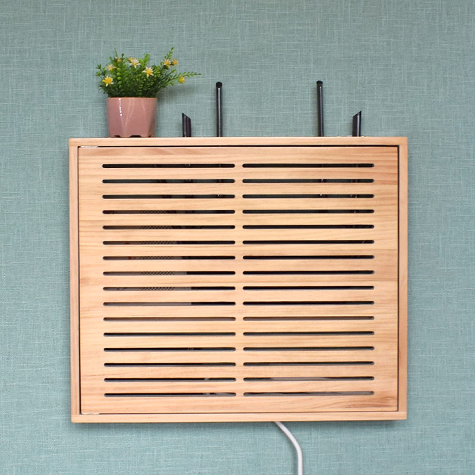 Kabelmanagement-Box Router-Aufbewahrungsbox Einfache Kabelmanagement-Box Multifunktionale Aufbewahrungsbox aus Holz zur Wandmontage für Steckdosenleiste/Ladegeräte/Adapter/Router