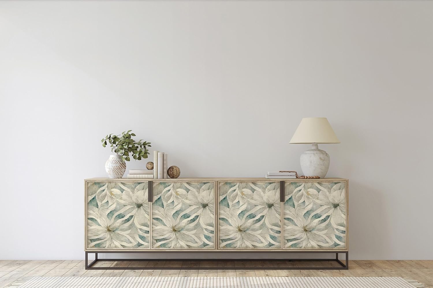 Peel and Stick Wallpaper Roll 17.5 x 216 Urban Stems Design in Vinyl Sticker Paper for Accent Panels, Bedroom, Kitchen, Office, Shelf Liner or DIY Projects
